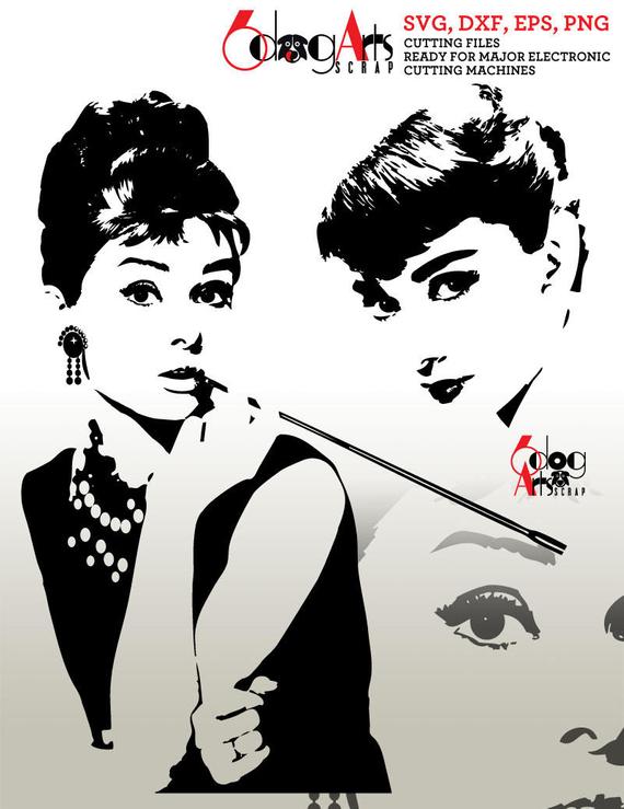 570x739 Audrey Hepburn Digital Dxf Silhouette Cricut Etsy