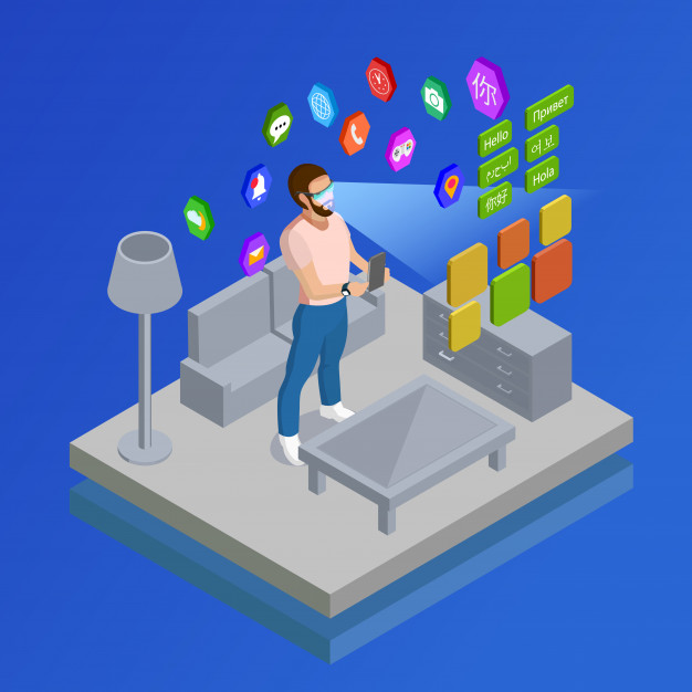 626x626 Augmented Reality Glases Symbols Isometric Oster Vector Free