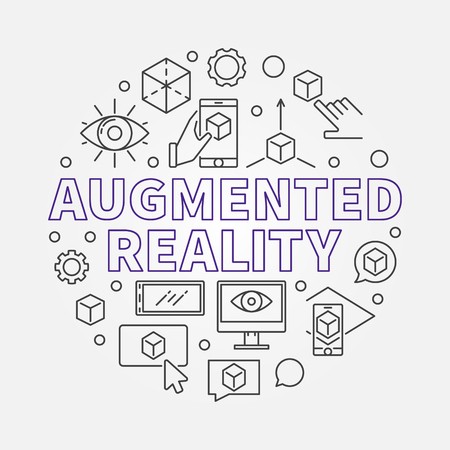 450x450 Augmented Reality Round Vector Outline Illustration Royalty Free