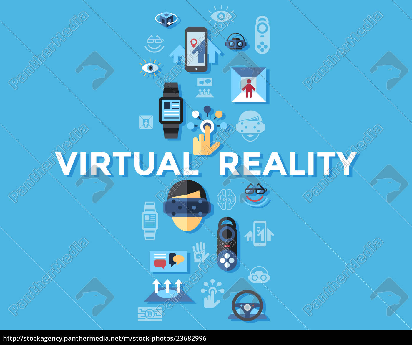 1400x1170 Digital Vector Virtual Augmented Reality Concept Set
