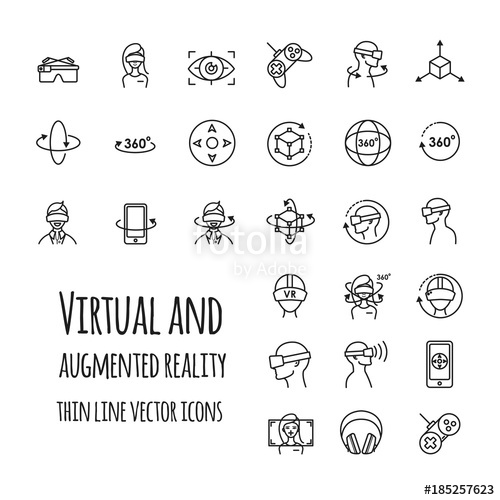 500x500 Virtual And Augmented Reality Vector Icons Set Stock Image
