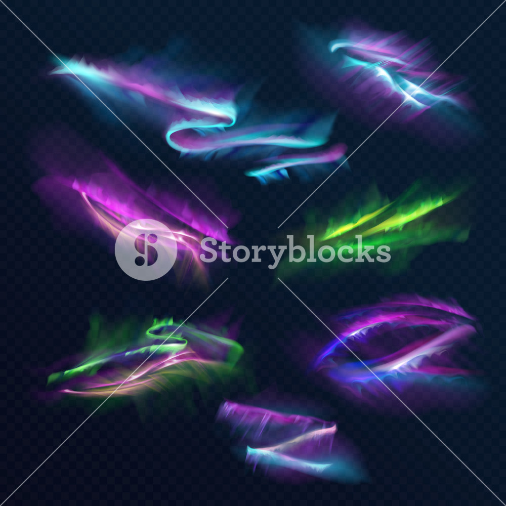 1000x1000 Aurora Borealis Polar Lights Vector Illustration Of Northern