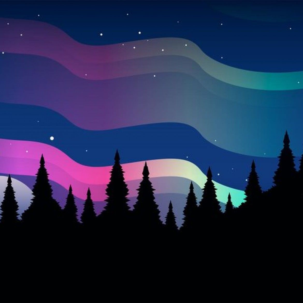 1170x1170 Free Vector Northern Lights Vector Landscape