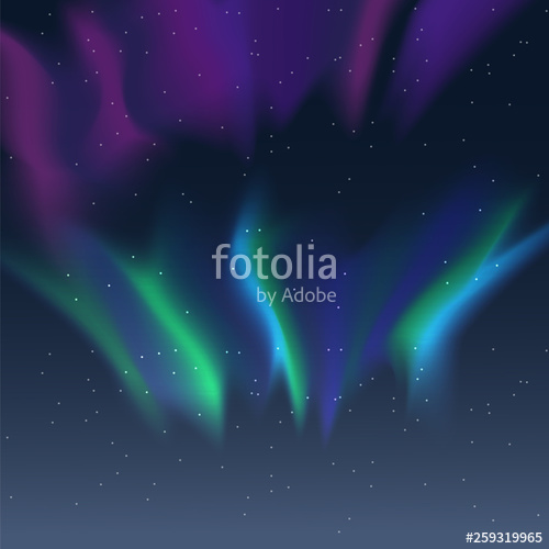 500x500 Vector Aurora Borealis Illustration Of Night Starry Sky Stock