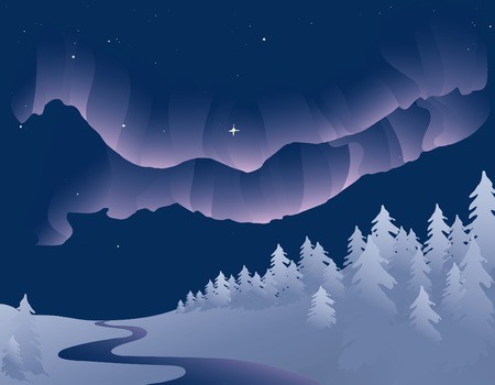 450x350 Vector Based Illustration Of The Northern Lights, Or Aurora