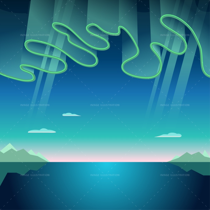 690x690 Aurora Borealis Vector Illustration