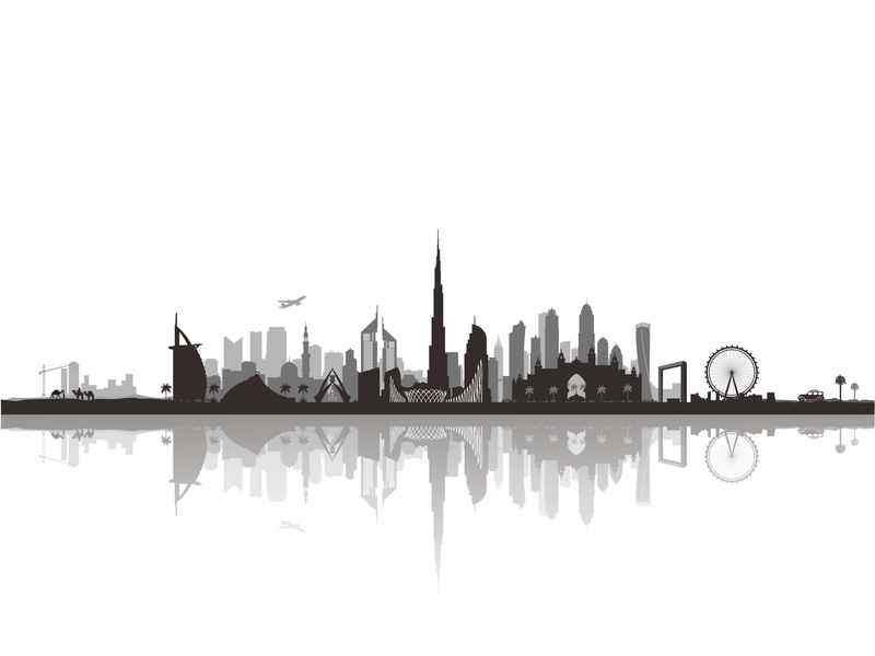 800x600 Dubai City Skyline Silhouette Vector Illustration