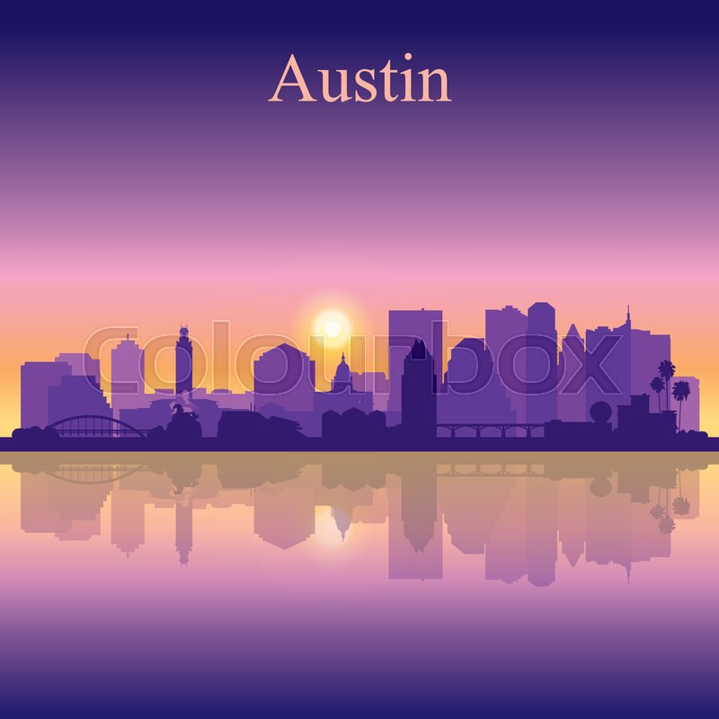800x800 Austin Silhouette On Sunset Stock Vector Colourbox