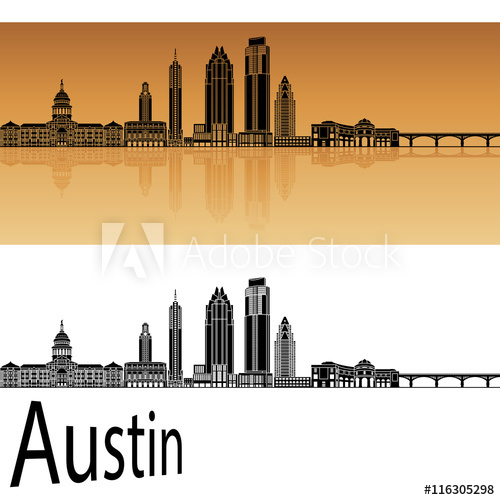 500x500 Austin Skyline In Orange