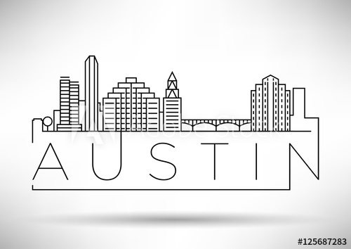 500x354 Minimal Austin City Linear Skyline With Typographic Design