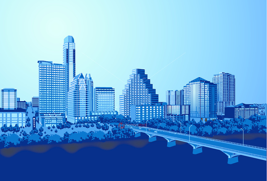 864x585 New Austin Skyline Vector Graphic