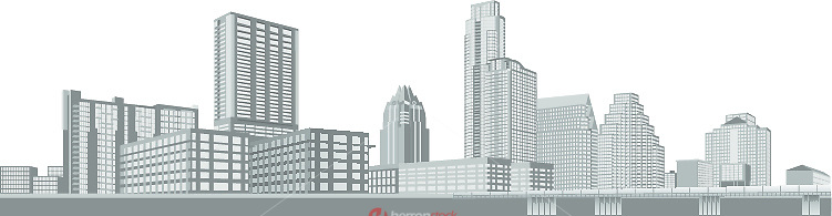 751x195 New Austin Skyline Grayscale Outline Vector Graphic Illustration