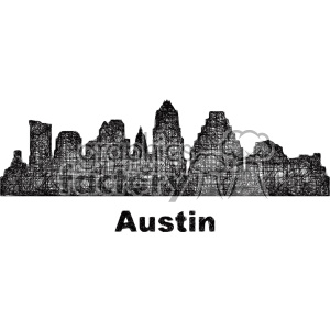 300x300 Black And White City Skyline Vector Clipart Usa Austin Royalty