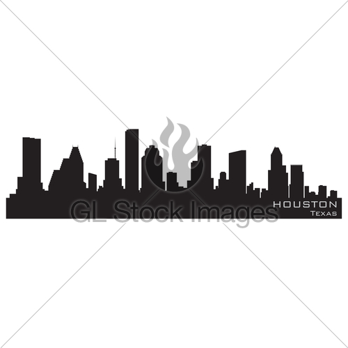 500x500 Houston, Texas Skyline Detailed Vector Silhouette Gl Stock Images