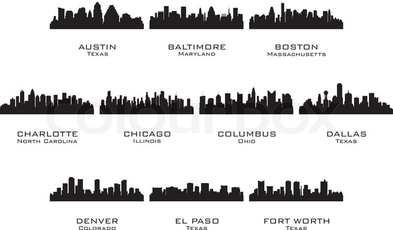 800x469 Silhouettes Of The Usa Cities Stock Vector Colourbox