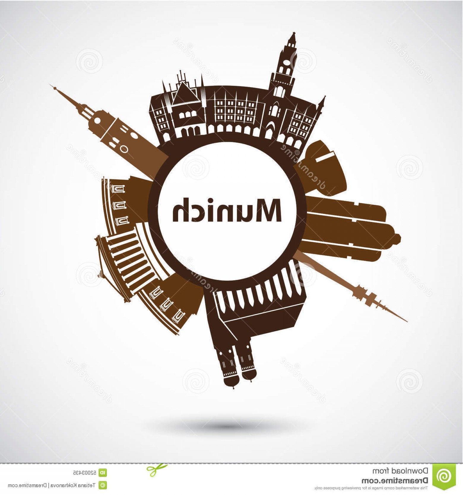 1560x1668 Stock Illustration Vector Silhouette Munich Circular Logo City