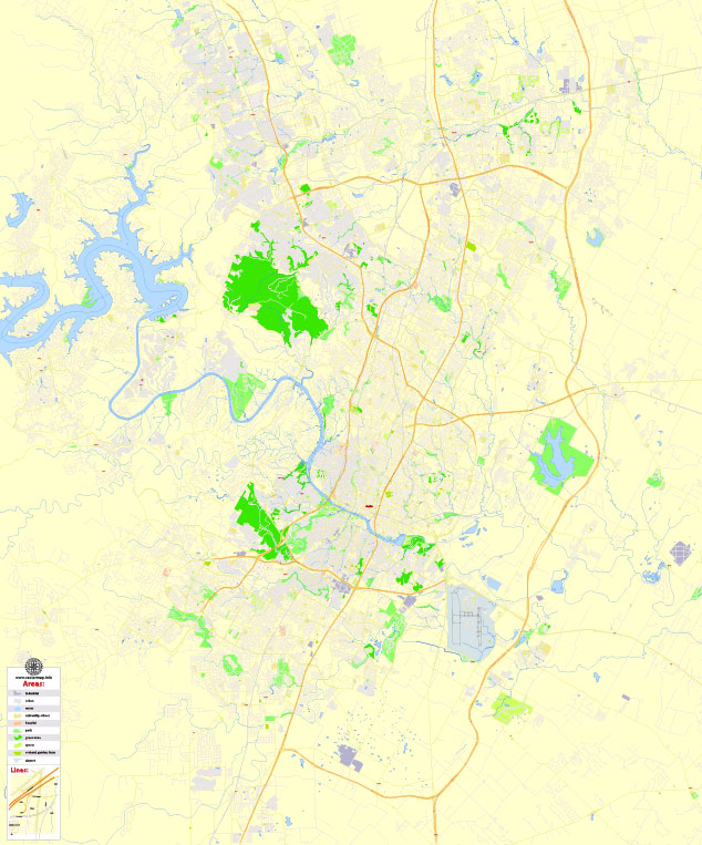634x763 City Map Austin Tx Pdf Vector Urban Plan Editable Street Map