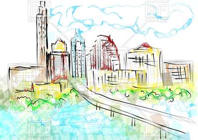 400x284 Motley Cityscape Austin, Texas Vector Image Of Architecture