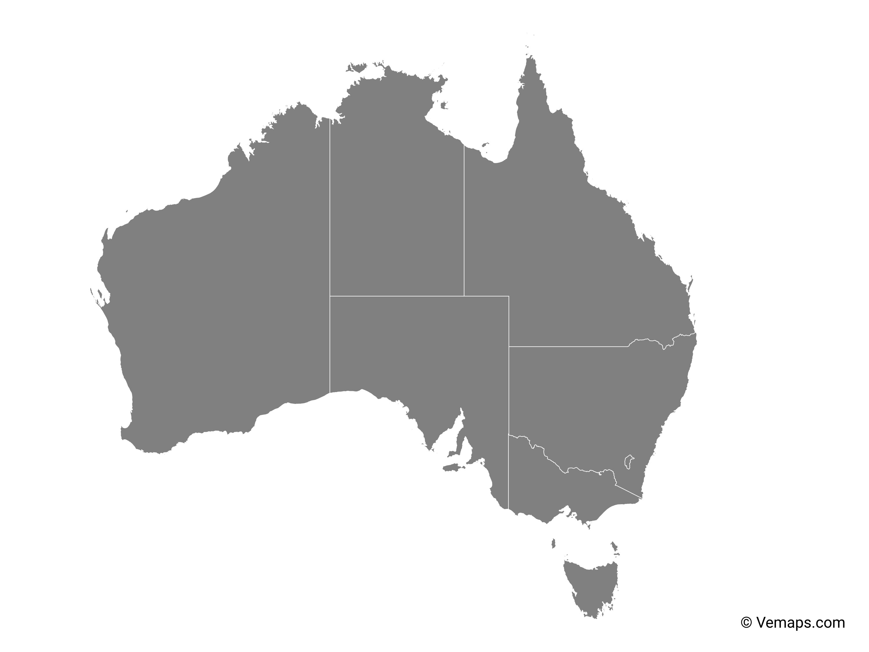 3000x2250 Grey Map Of Australia With States And Territories Free Vector Maps