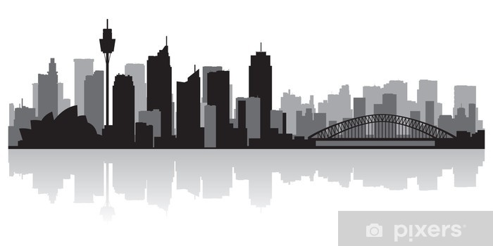 700x350 Sydney Australia City Skyline Vector Silhouette Wall Mural