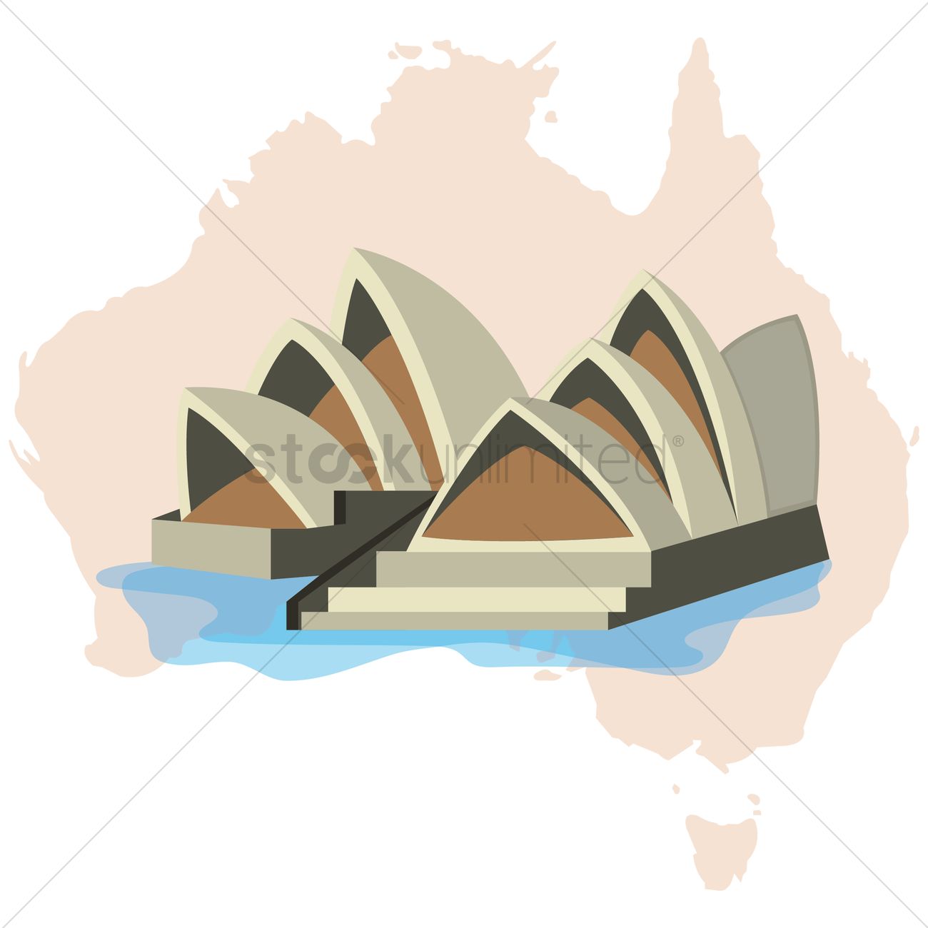 1300x1300 Sydney Opera House With Australia Map Vector Image