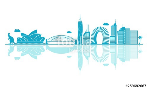 500x300 Vector Cartoon Illustration Of Australia Skyline Isolated