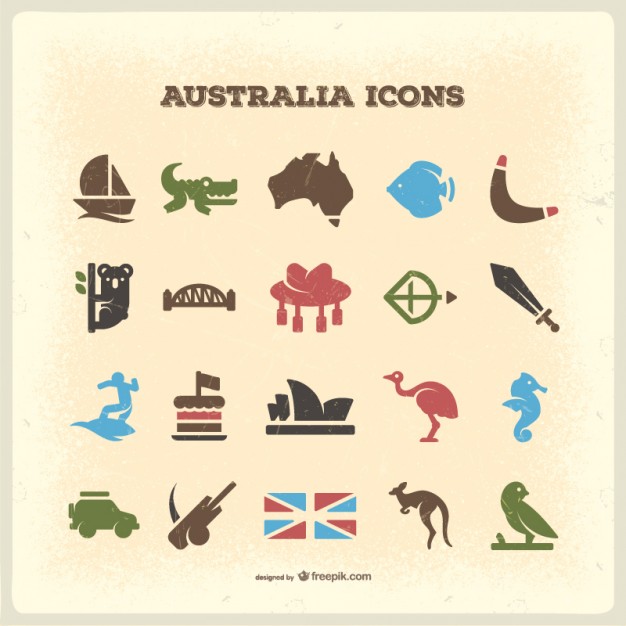626x626 Australia Vintage Icons Free Vector