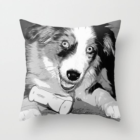 550x550 Australian Shepherd Aussie Dog Puppy Vector Art Black White Throw