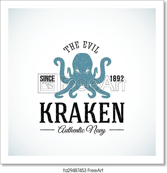561x581 Free Art Print Of The Evil Kraken Authentic Navy Abstract Vector