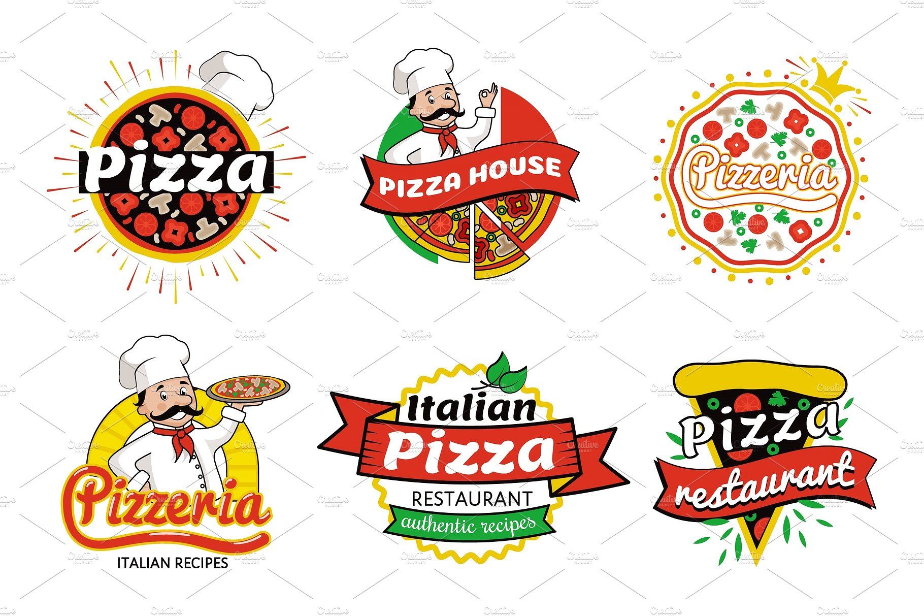 1820x1213 Italian Pizza Restaurant Logos Vector Illustration