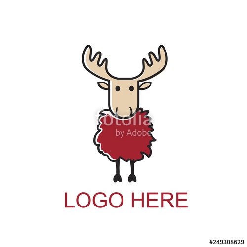 500x500 Moose Line Logo Vector Outline Red Elk Trade Mark Badge Label