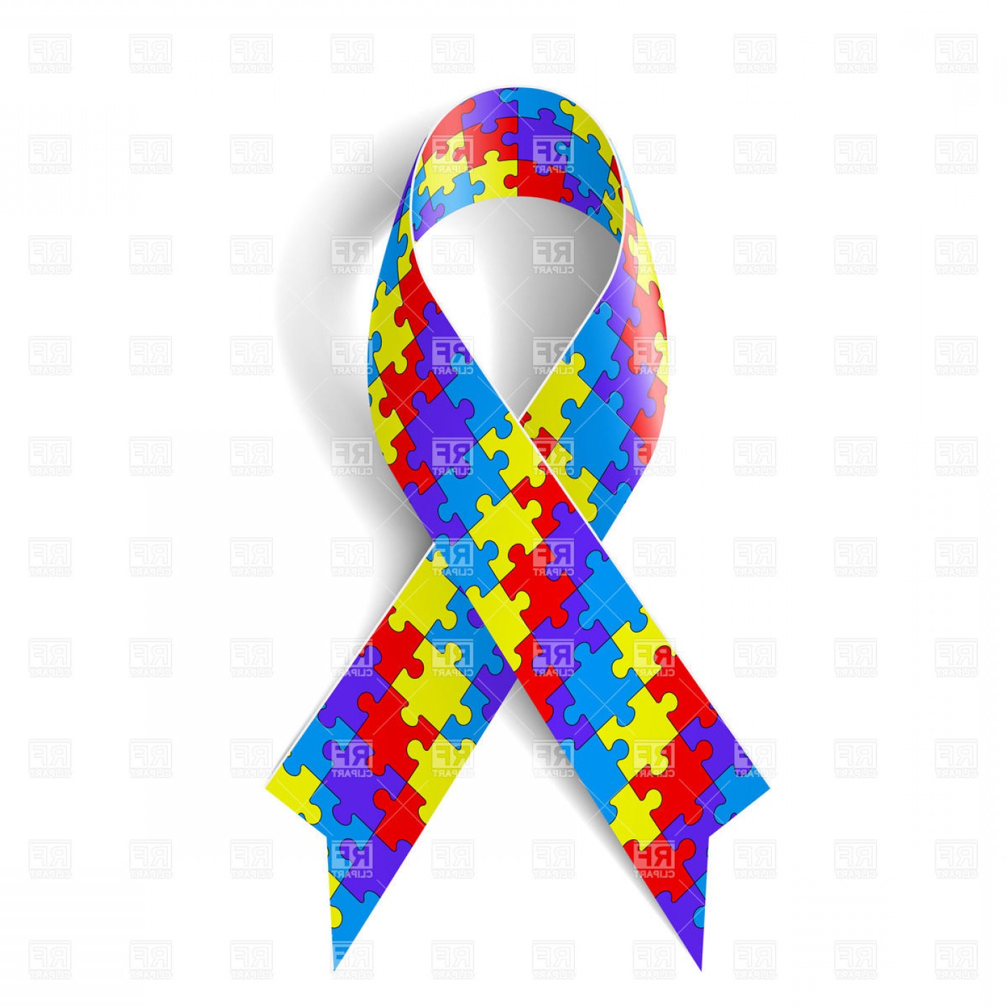 1440x1440 Ribbon With Colorful Puzzle As Symbol Of Autism Awareness Vector