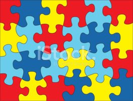 264x200 Vector Puzzle Pieces In Autism Awareness Colors Background Illus
