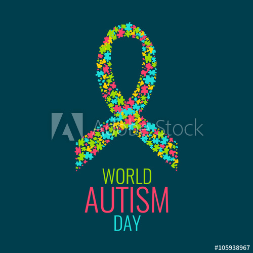 500x500 World Autism Day Autism Awareness Poster With A Ribbon Made