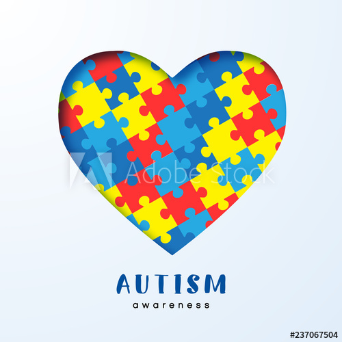 500x500 World Autism Awareness Day Vector Design Illustration With Heart