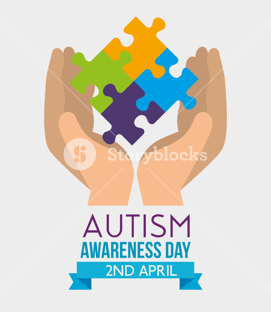 867x1000 Hands With Puzzles To Autism Awareness Day Vector Illustration