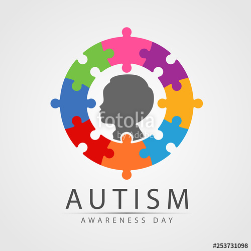 500x500 Autism Awareness Day Banner With Child In Circle Colorful Jigsaw