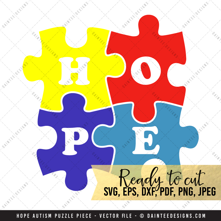 Autism Hope Puzzle Piece Dxf, Digital Cutting 864x864 Autism Hope Puzzle Piece Dxf, Digital Cutting