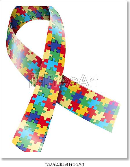 450x580 Free Art Print Of Ribbon Puzzle Ribbon Autism Awareness Symbol