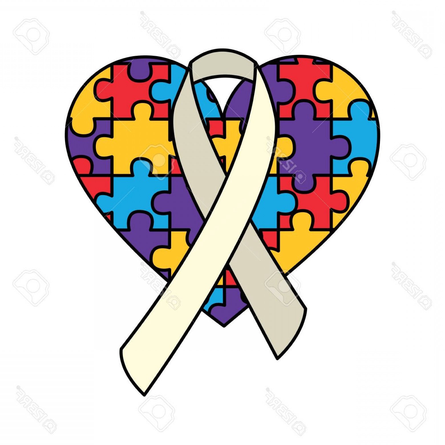 1560x1560 Photostock Vector Puzzle Heart Ribbon Autism Awareness Vector
