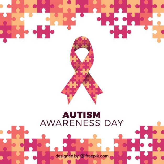 626x626 Puzzle Background With Autism Day Ribbon Vector Free Download