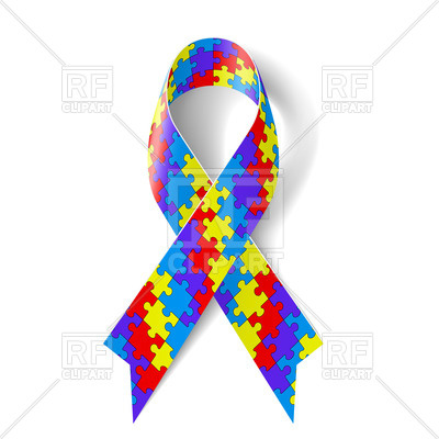 400x400 Ribbon With Colorful Puzzle As Symbol Of Autism Awareness Vector