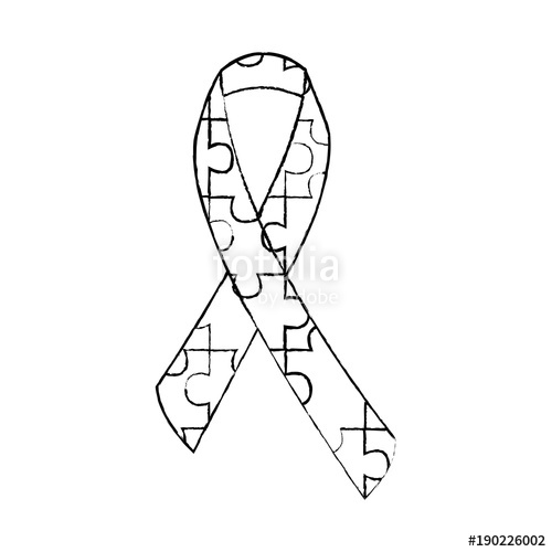 500x500 Autism Awareness Ribbon Made With Jigsaw Puzzle Vector