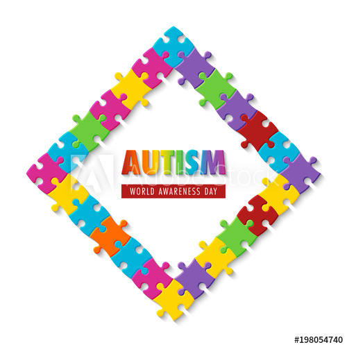 500x500 World Autism Awareness Day Colorful Puzzle Background Symbol
