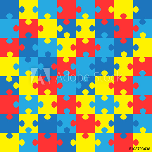 500x500 World Autism Awareness Day Colorful Puzzles Vector Background