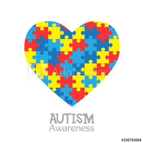 500x500 World Autism Awareness Day Vector Design Illustration With Heart