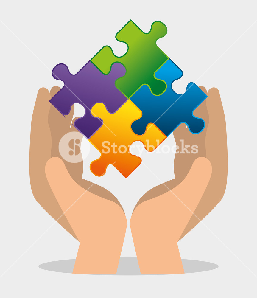863x1000 Hand With Puzzles To Autism Awareness Day Vector Illustration
