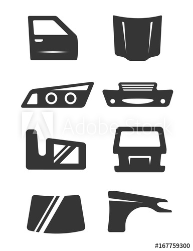 385x500 Car Body Parts Icon Set