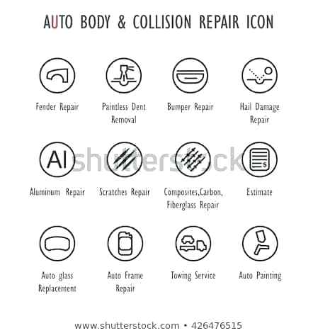 449x470 Glass Frame Repair Auto Body Collision Vector Icon Set Damage