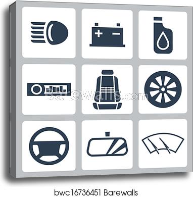 Vector Auto Parts Icons Set, Canvas Print Barewalls Posters 382x390 Vector Auto Parts Icons Set, Canvas Print Barewalls Posters